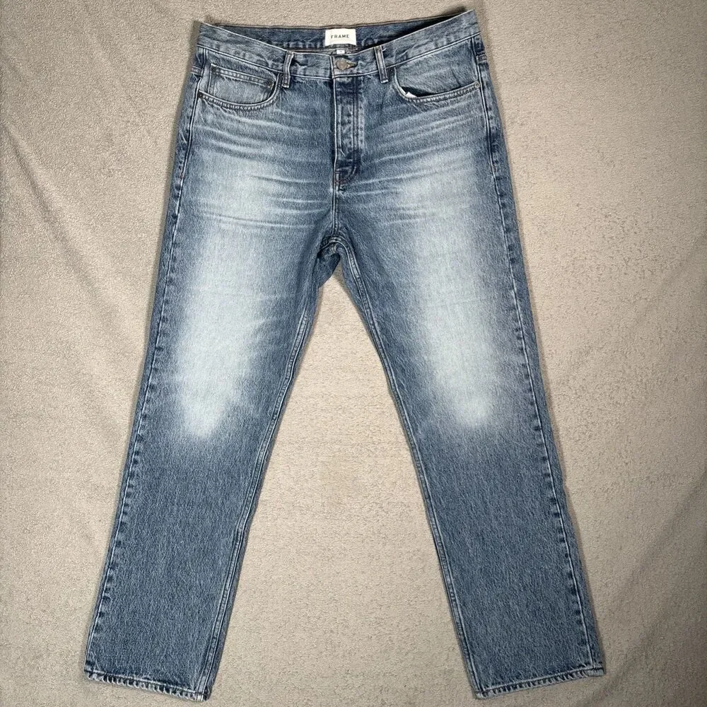 Frame Jeans Men’s Size 36 Straight Leg‎ Light Wash Button Fly Whiskers
